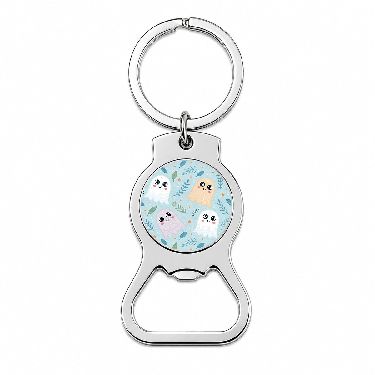 Cute Ghosts Illustration Bottle Opener Keychain