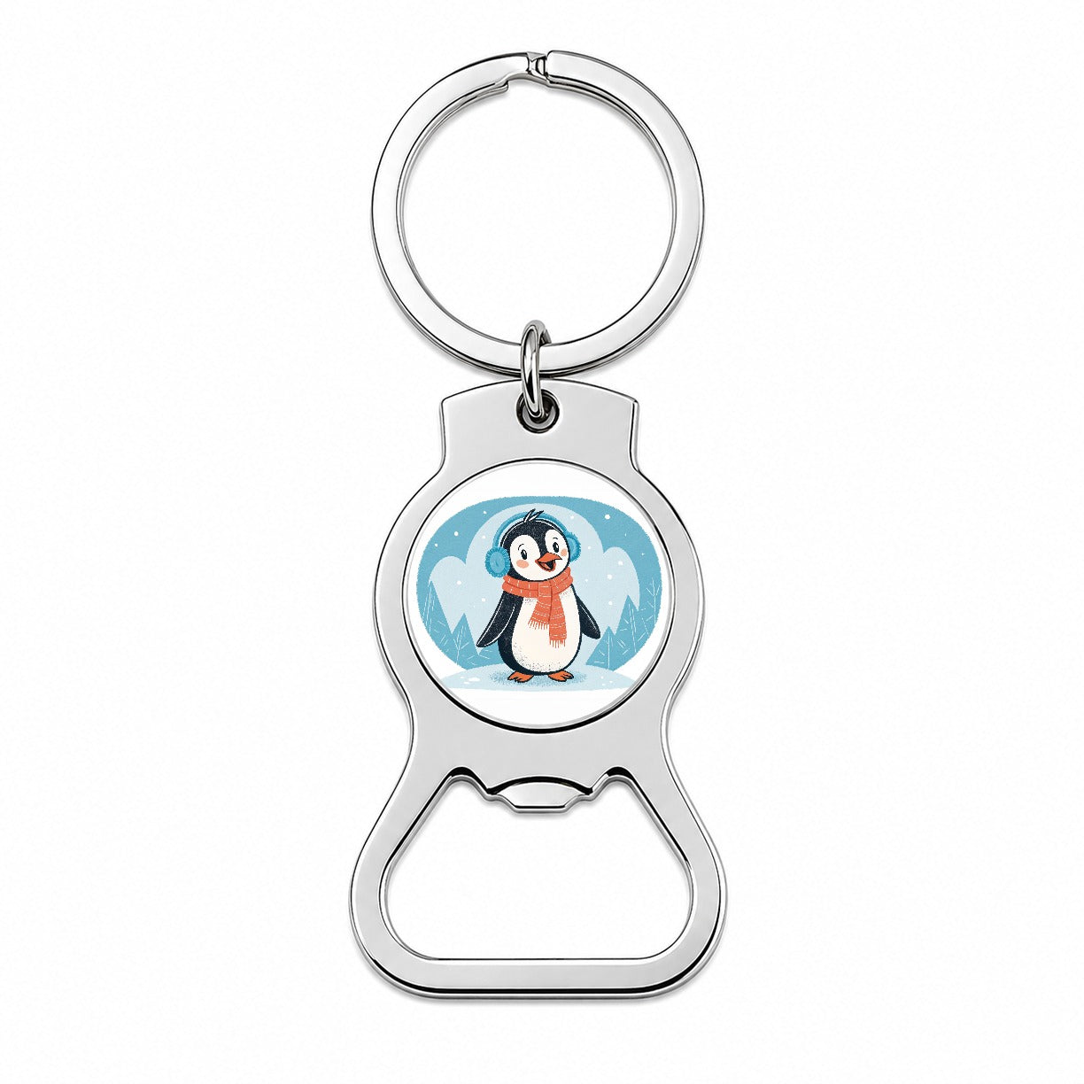 Cute Winter Penguin Scarf Bottle Opener Keychain
