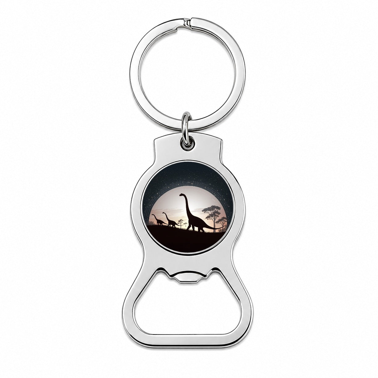 Diplodocus Silhouettes Dinosaurs Bottle Opener Keychain