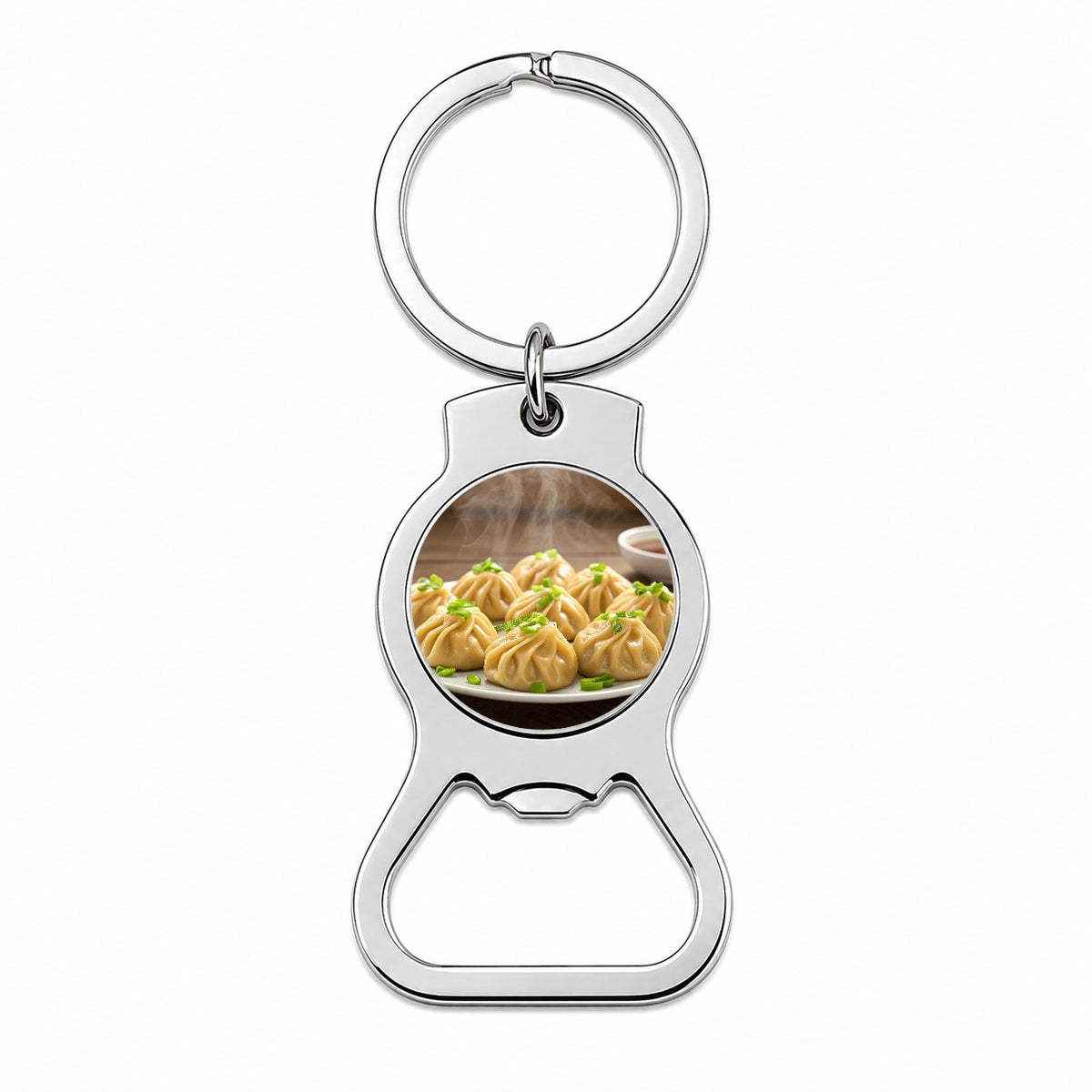 Dumplings Steaming Bottle Opener Keychain