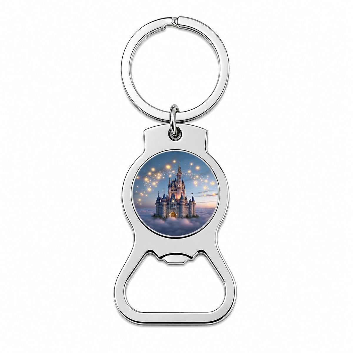 Floating Castle Above Clouds Bottle Opener Keychain