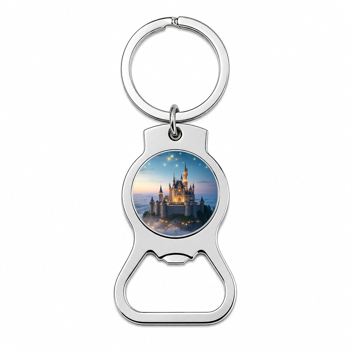 Floating Castle Magic Light Clouds Bottle Opener Keychain