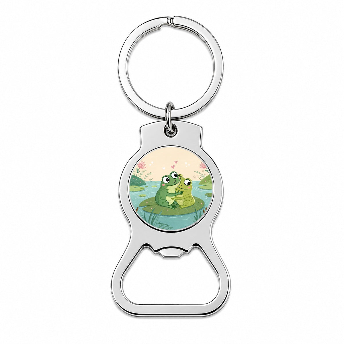 Frogs Hugging Love Bottle Opener Keychain