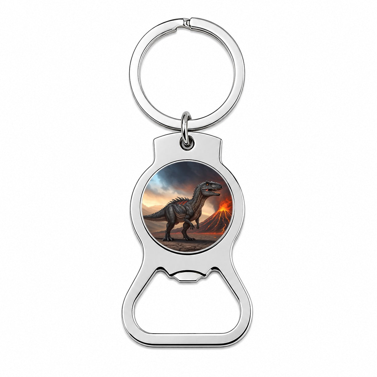 Giganotosaurus Volcano Lava Dinosaur Bottle Opener Keychain