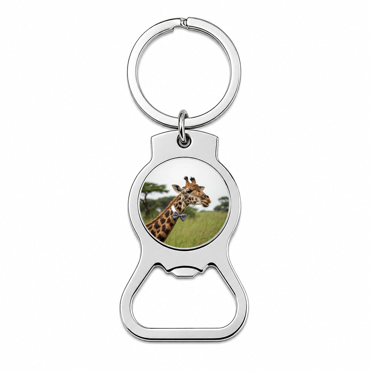 Giraffe Wearing Bow Tie Bottle Opener Keychain
