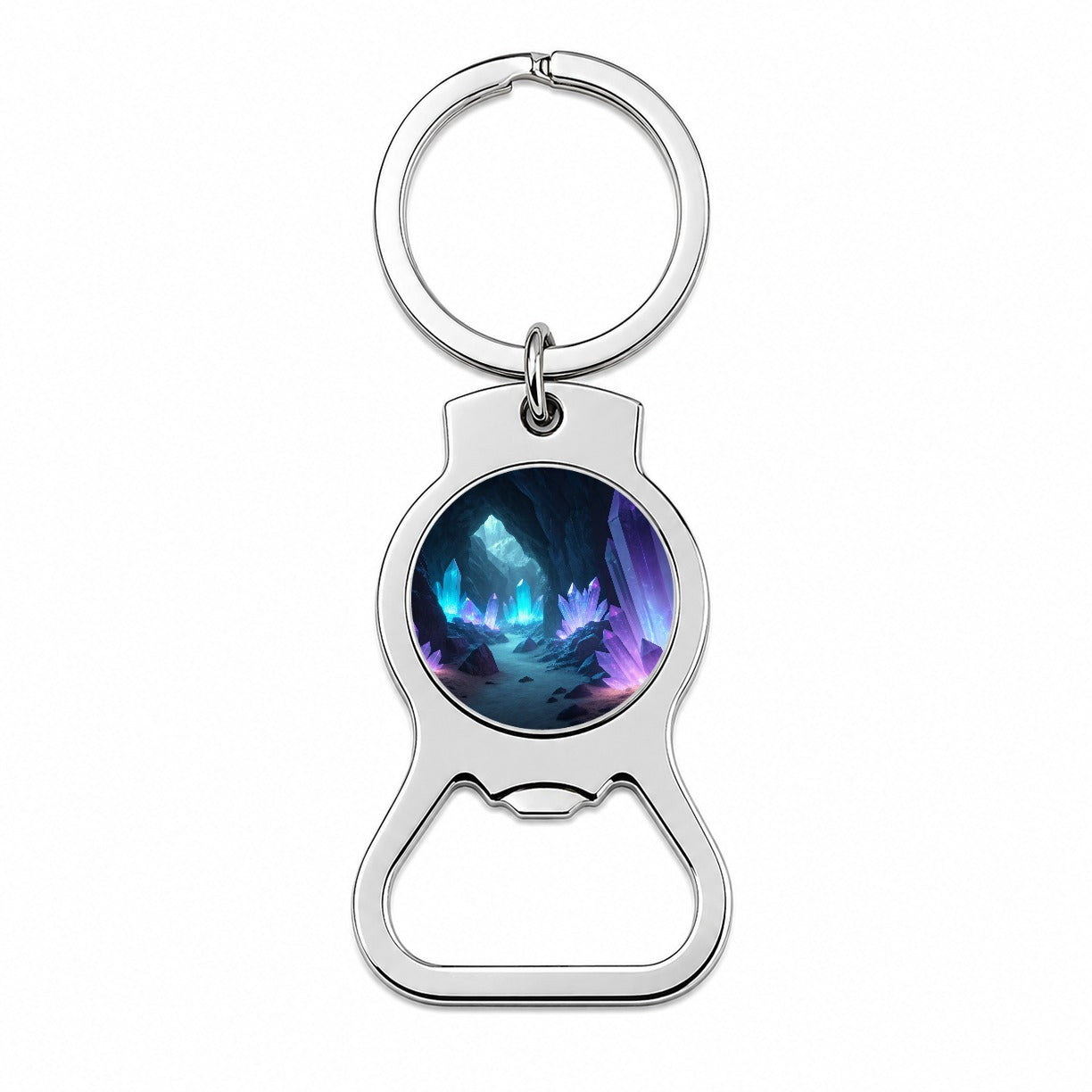 Glowing Crystals Dark Cavern Cool Hues Bottle Opener Keychain
