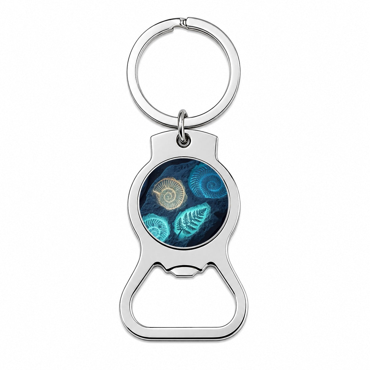 Glowing Holographic Style Fossil Imprints Bottle Opener Keychain