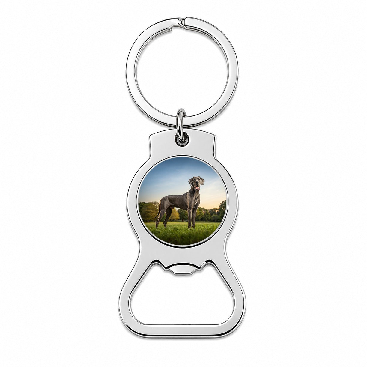 Great Dane In Grass Bottle Opener Keychain