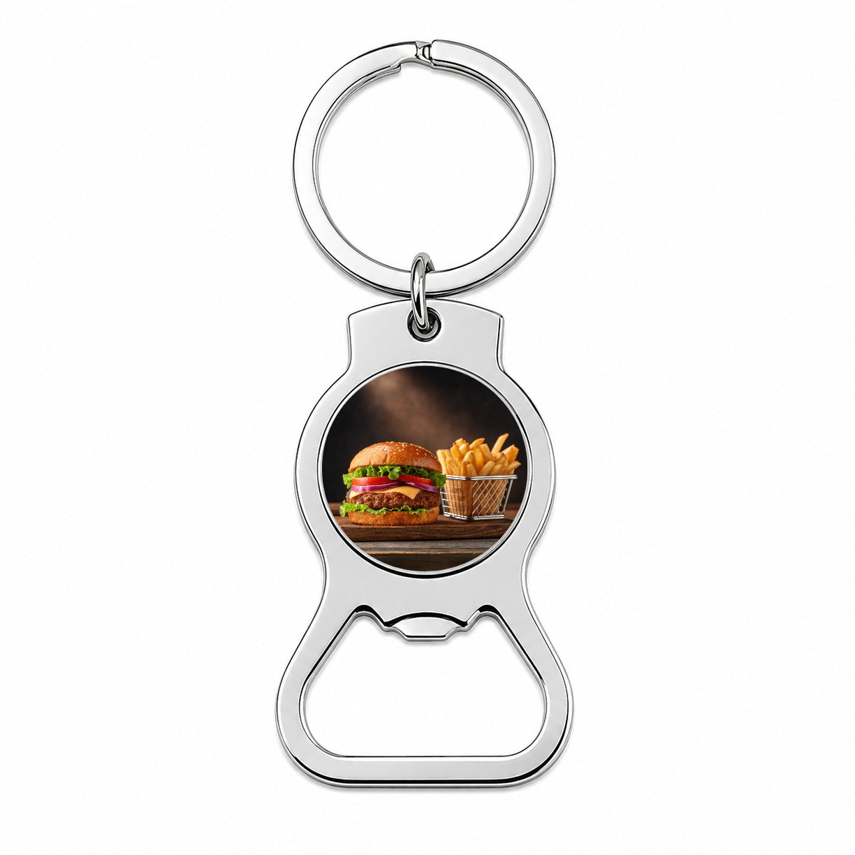 Hamburger And Fries Yummy Dinner Bottle Opener Keychain
