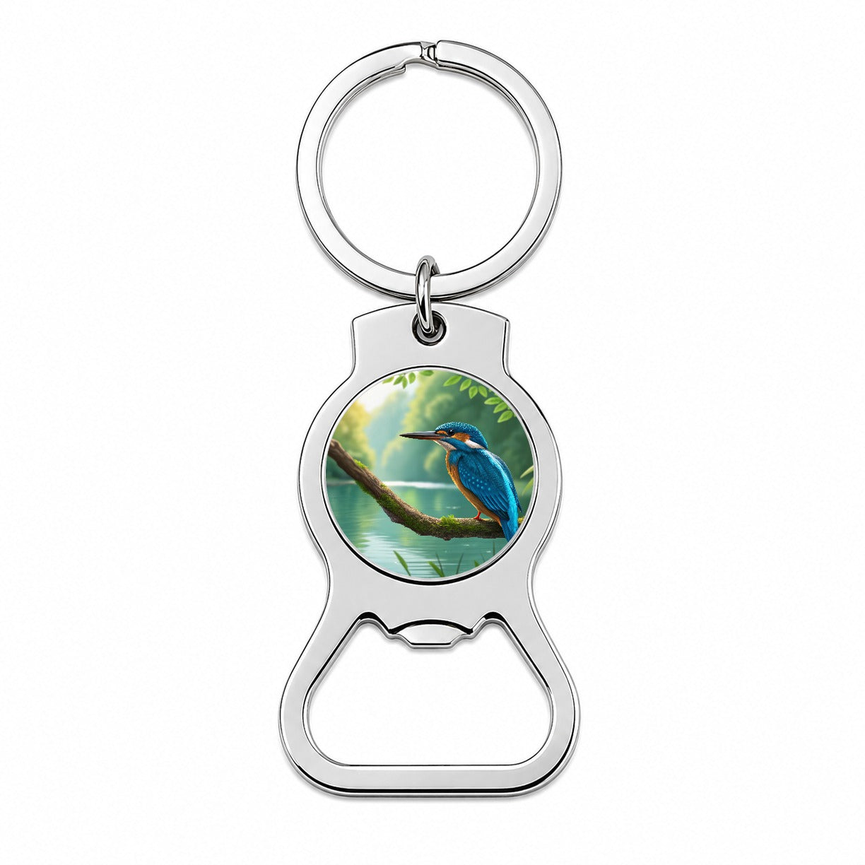 Kingfisher Blue Bird Bottle Opener Keychain