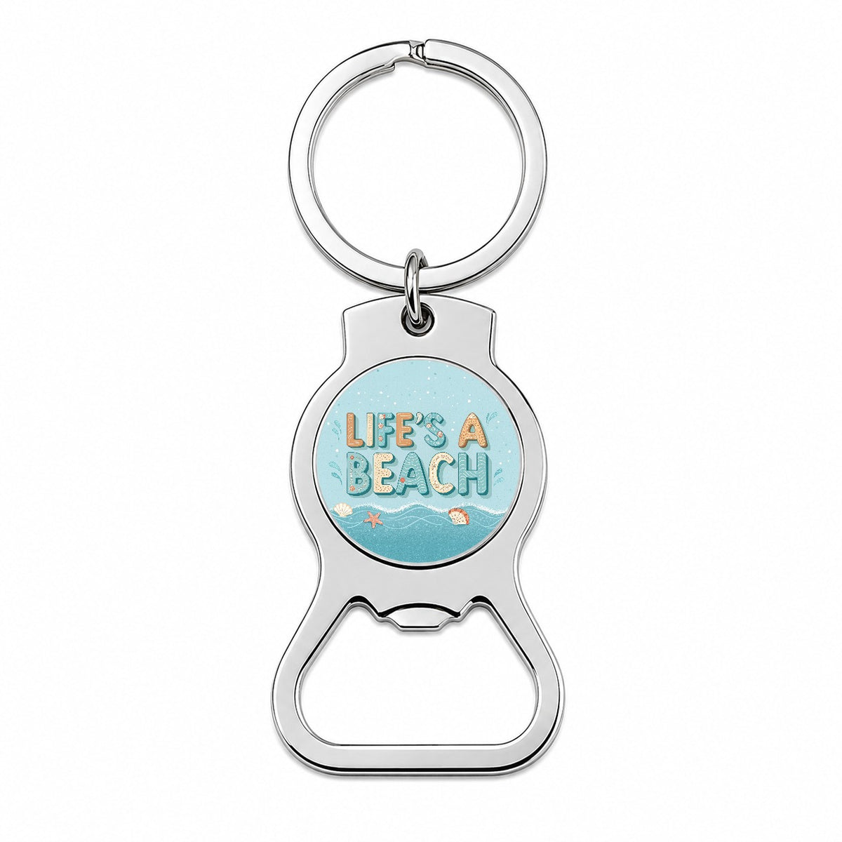 Life's A Beach Sea Foam Ocean Bottle Opener Keychain