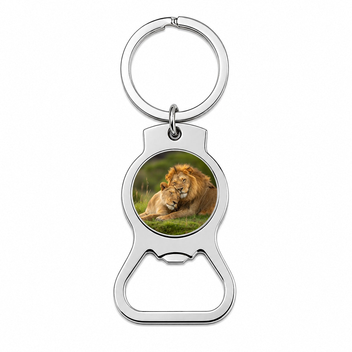 Lions Hugging Love Bottle Opener Keychain
