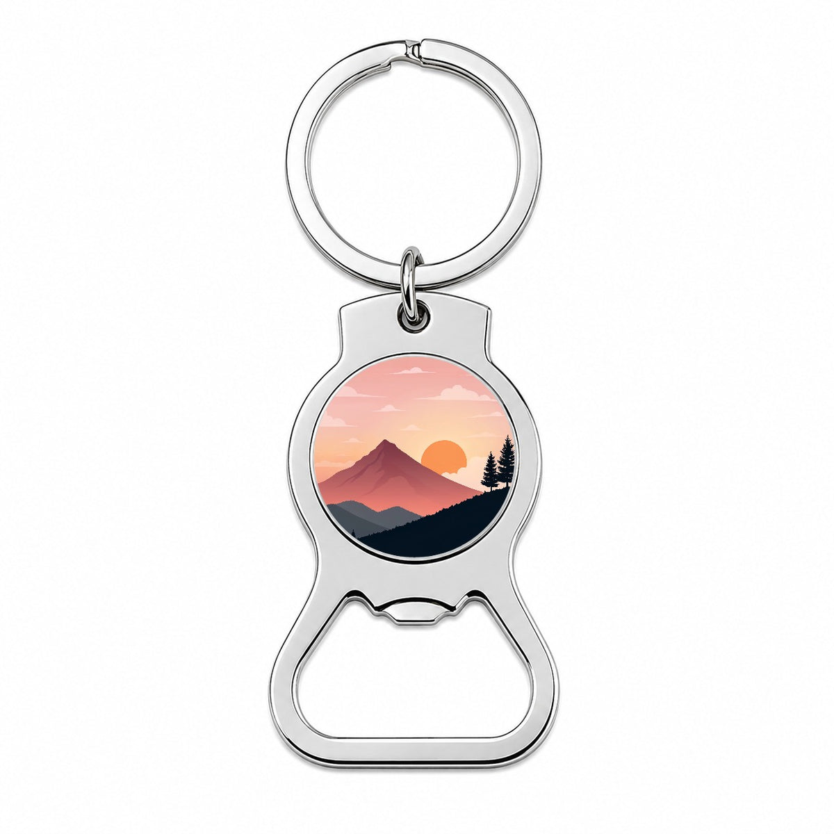 Lovely Mountain Sunset Bottle Opener Keychain