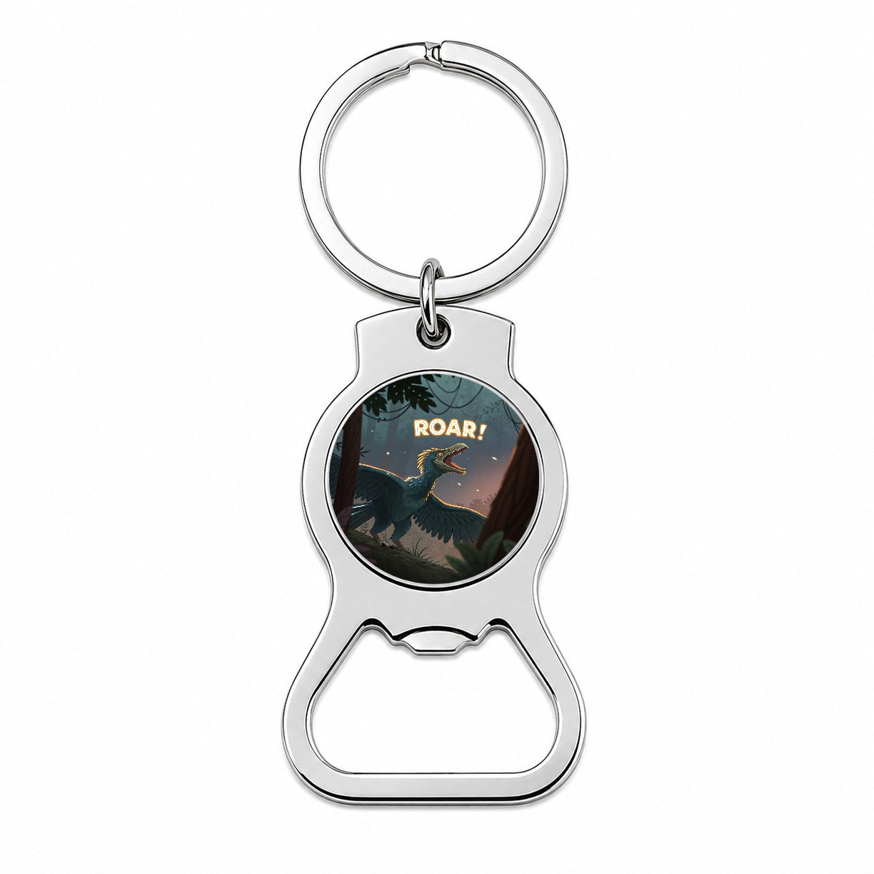 Microraptor Roar Dinosaur Bottle Opener Keychain