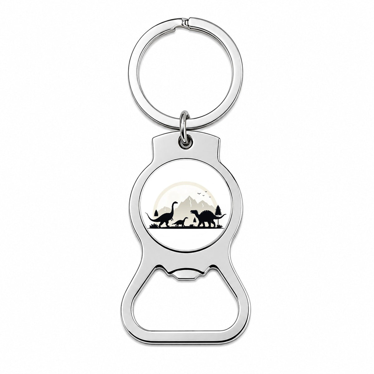 Minimalist Dinosaur Silhouettes Bottle Opener Keychain