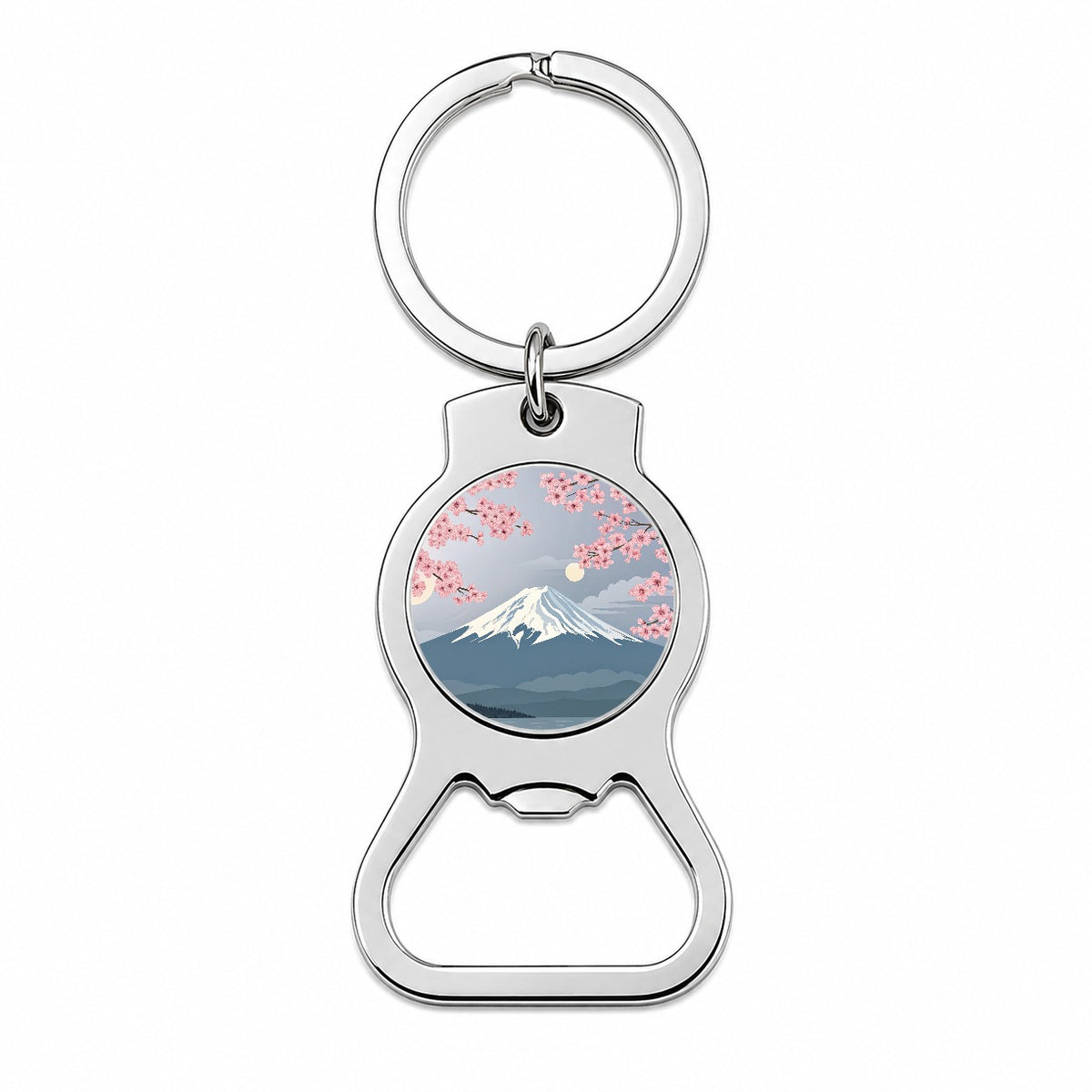 Mount Fuji Japan Drawing Cherry Blossoms Beautiful Bottle Opener Keychain