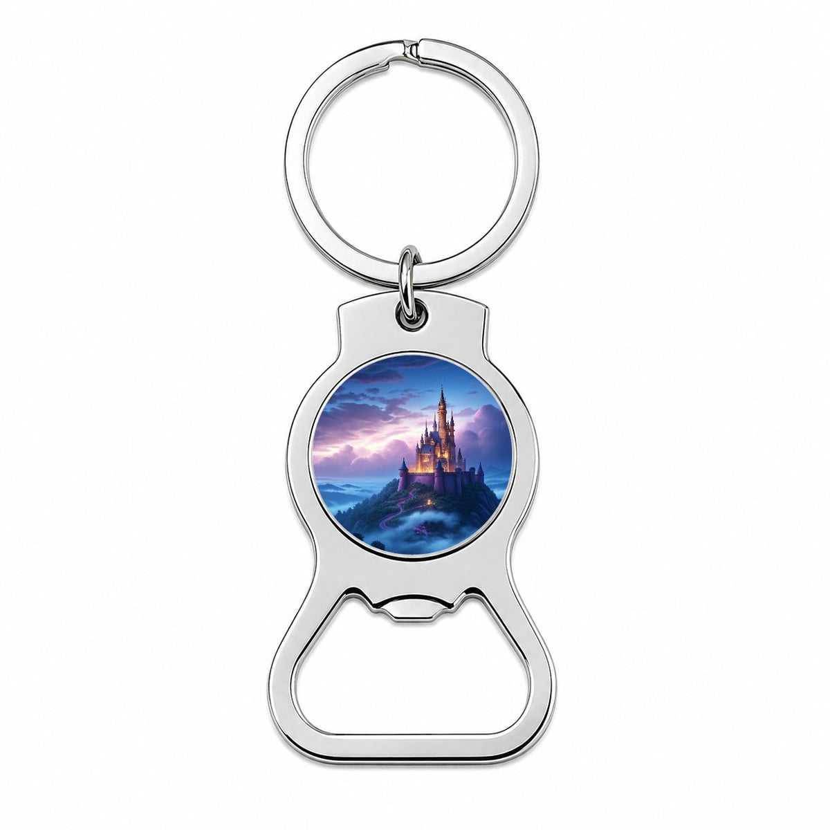 Mountaintop Castle Beautiful Fantasy Bottle Opener Keychain
