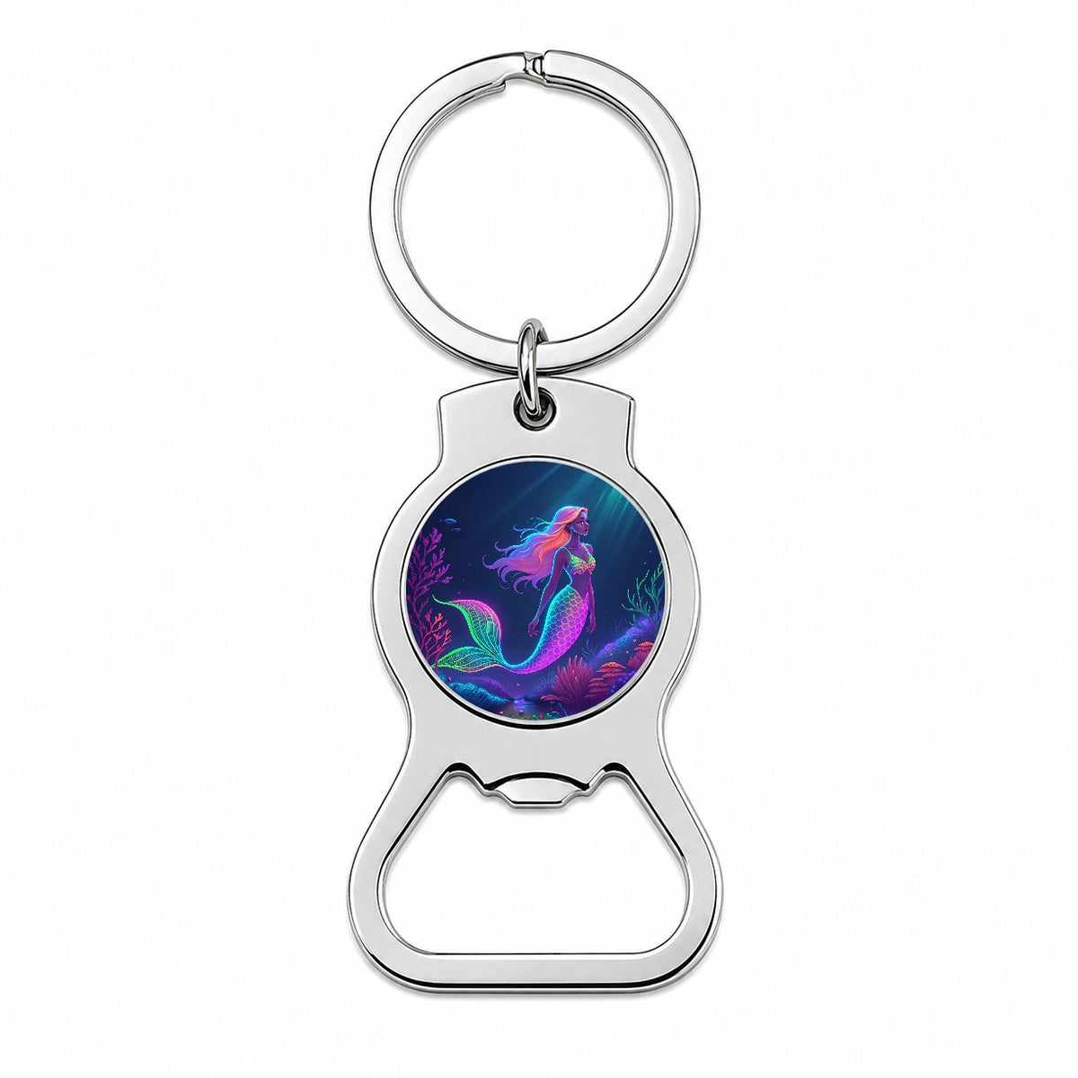 Neon Mermaid Ocean Bottle Opener Keychain