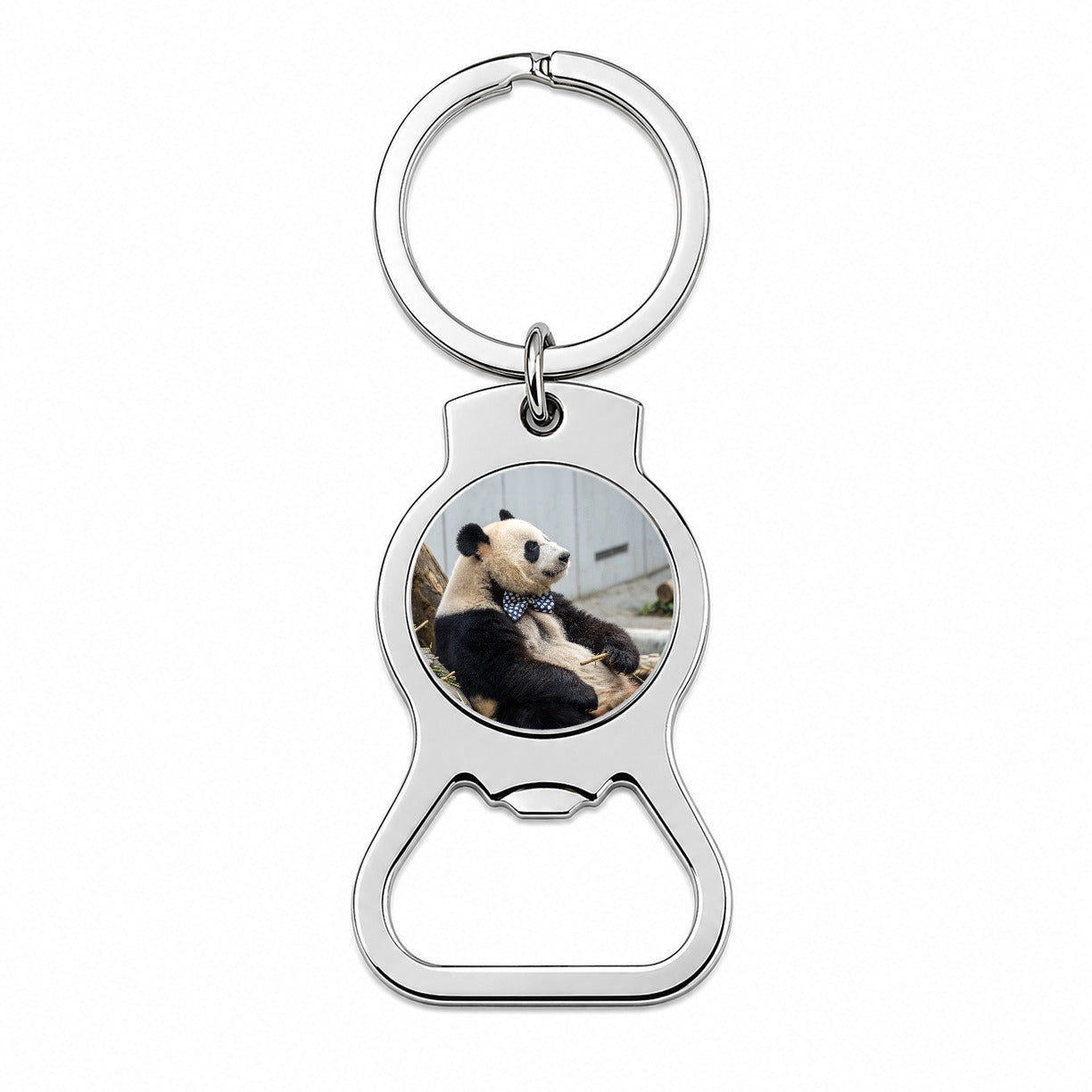 Panda Wearing Bow Tie Bottle Opener Keychain