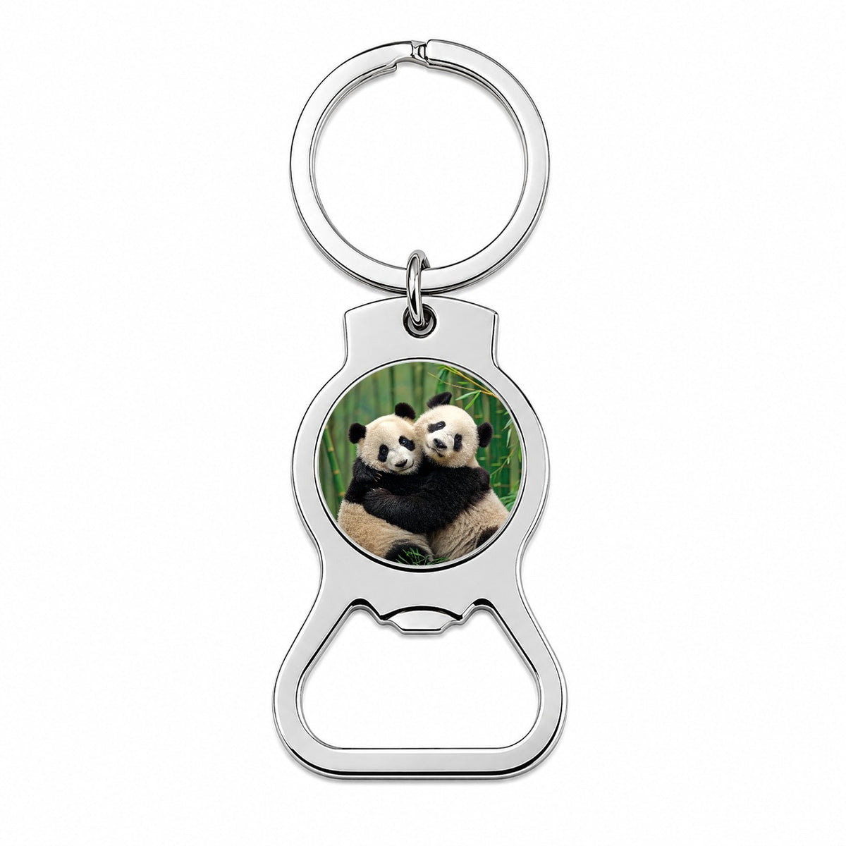 Pandas Hugging Love Bottle Opener Keychain