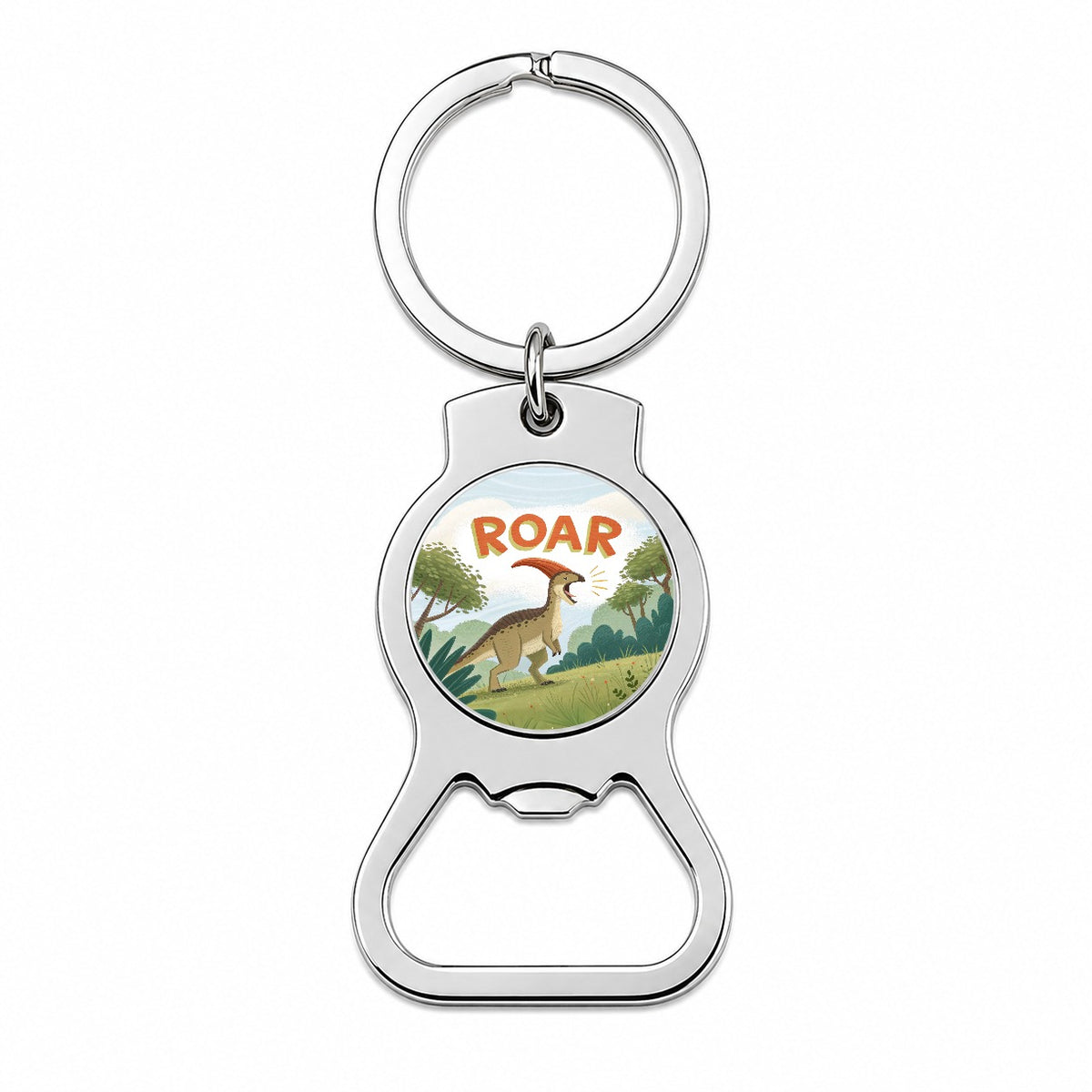 Parasaurolophus With Roar Bold Dinosaur Bottle Opener Keychain