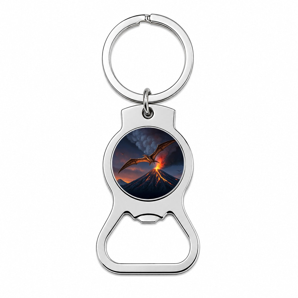 Pterodactylus Volcano Erupting Dinosaur Bottle Opener Keychain