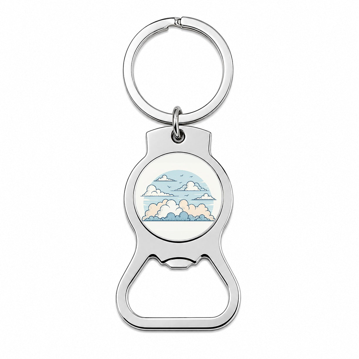 Puffy Clouds Minimalist Cute Sky Bottle Opener Keychain