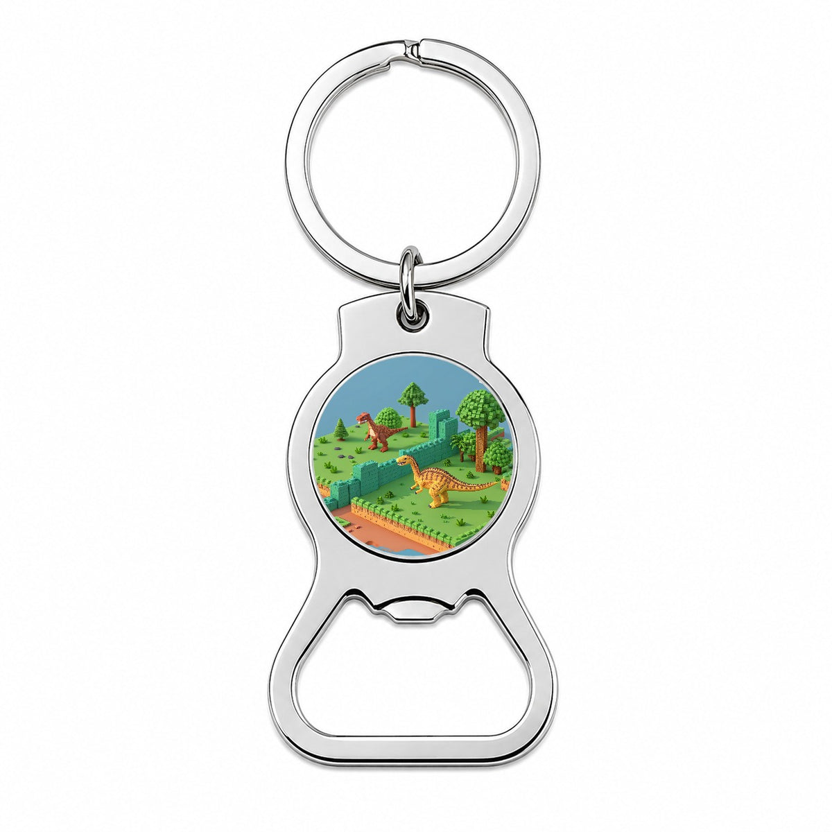 Retro 8 Bit Pixel Art Style Dinosaurs Bottle Opener Keychain