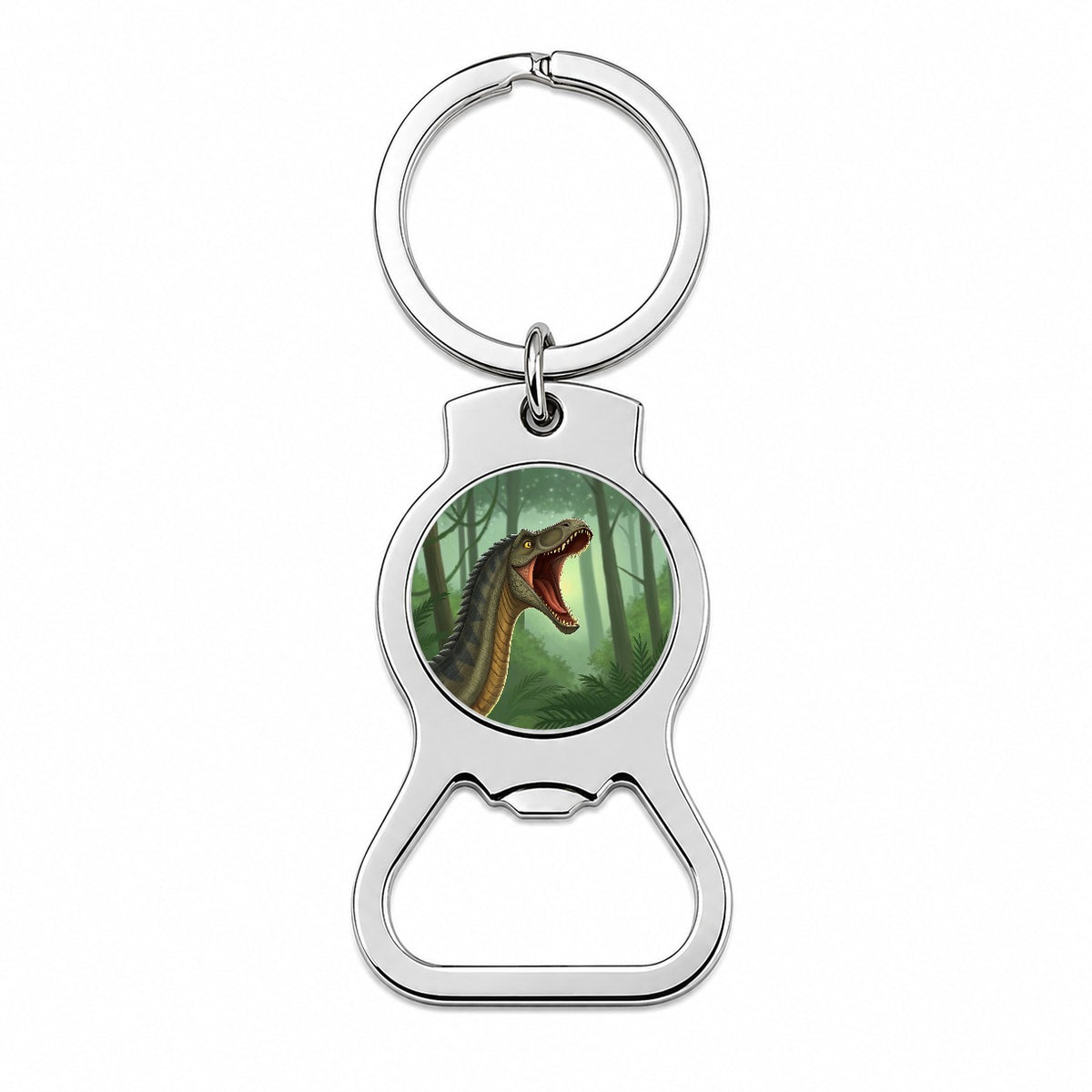 Roaring Apatosaurus Dinosaur Forest Bottle Opener Keychain