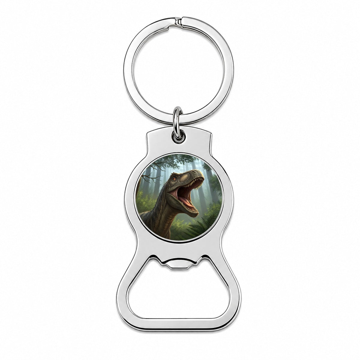 Roaring Brontosaurus Dinosaur Forest Bottle Opener Keychain