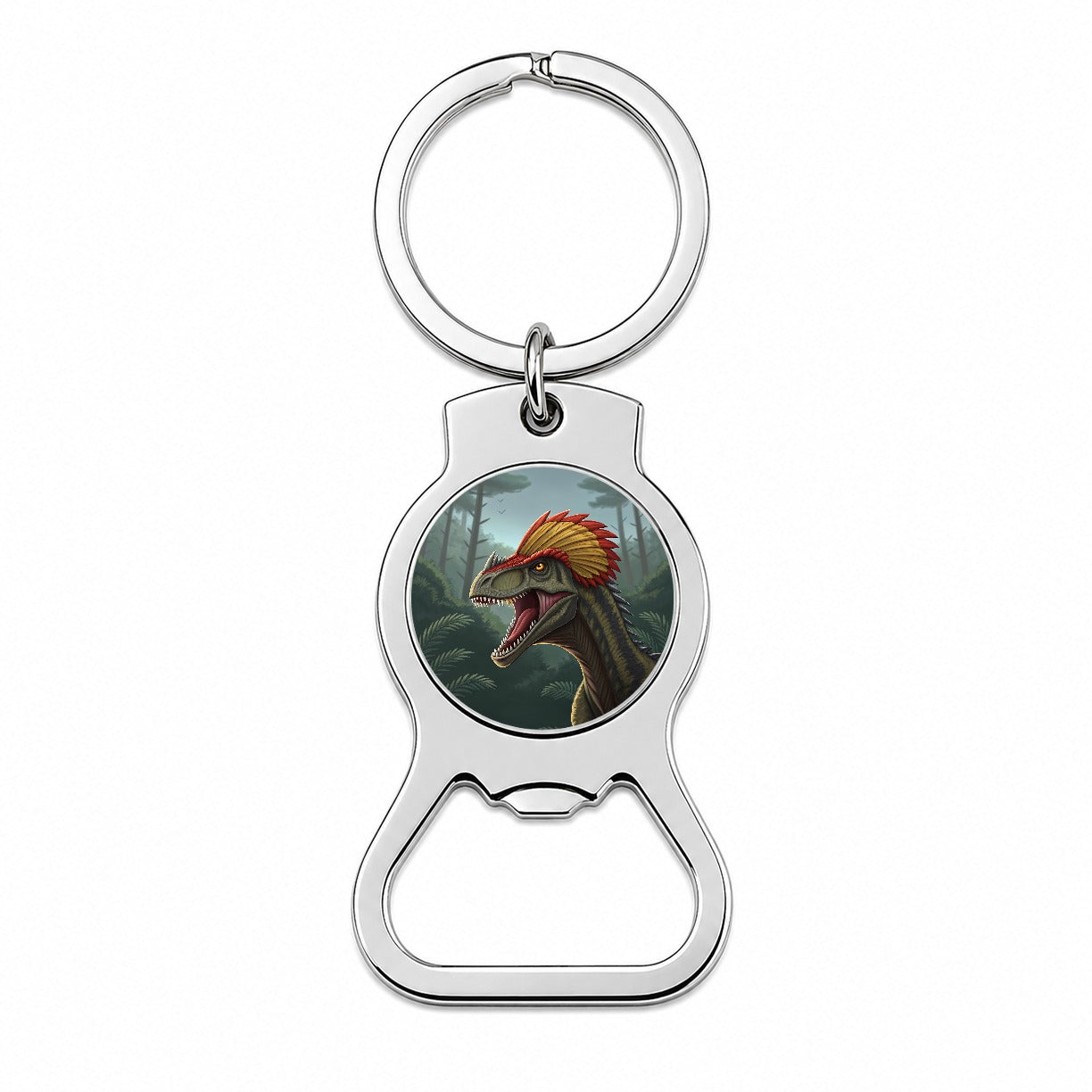 Roaring Dilophosaurus Dinosaur Scary Bottle Opener Keychain