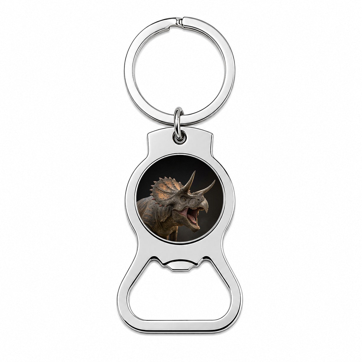 Roaring Triceratops Dinosaur Realistic Bottle Opener Keychain