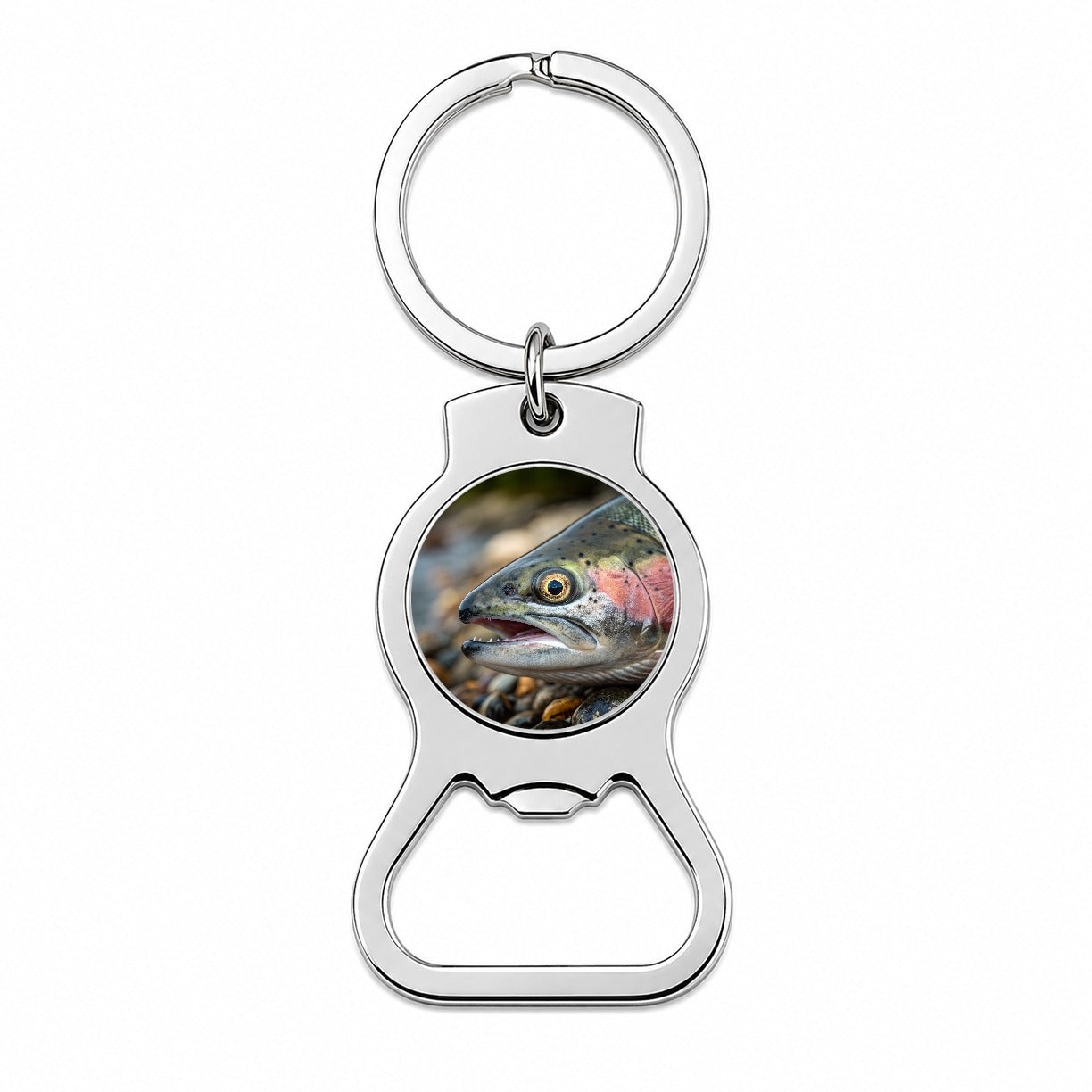 Salmon Fish Eye Close Up Fishing Bottle Opener Keychain