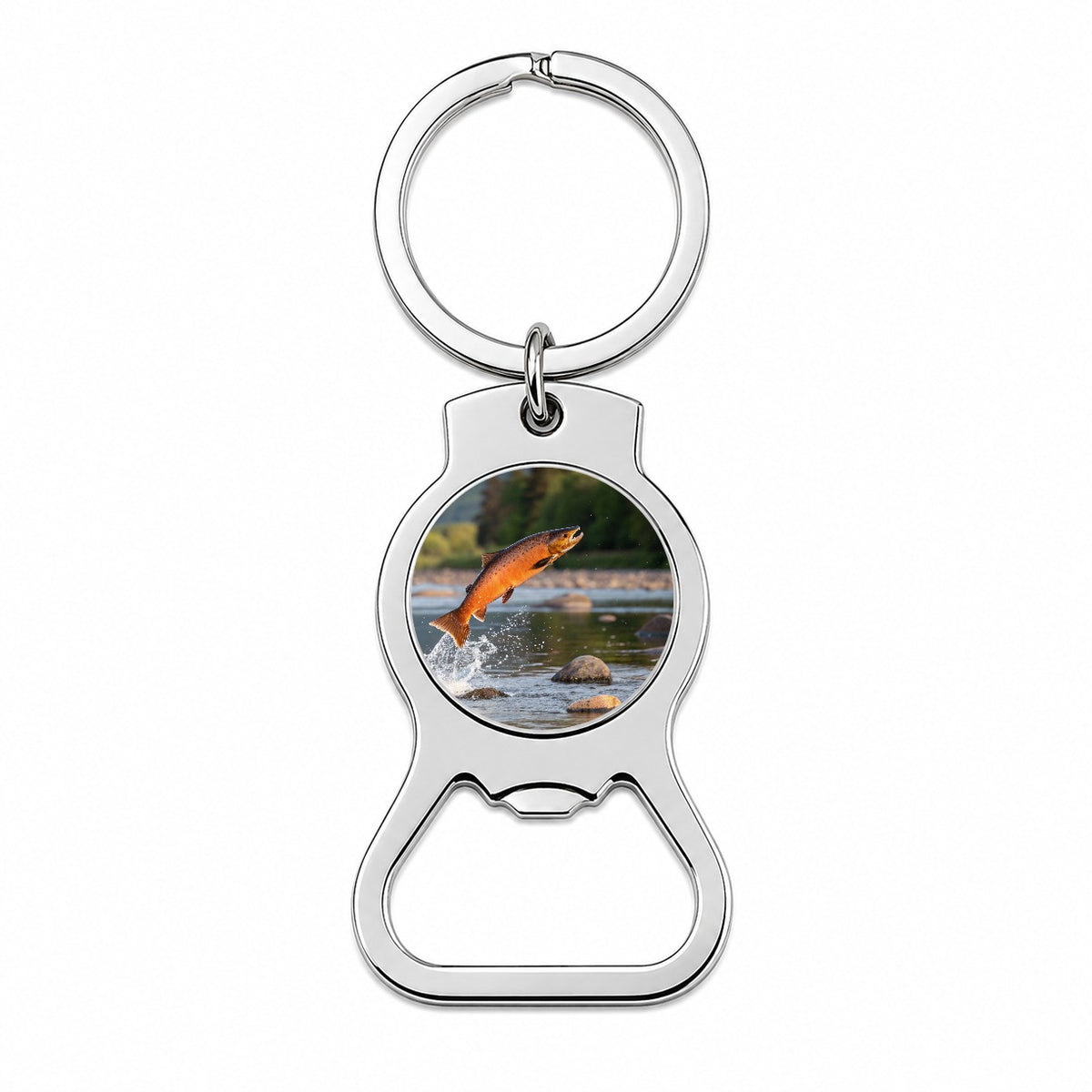 Salmon Fish Jumping River Fishing Bottle Opener Keychain