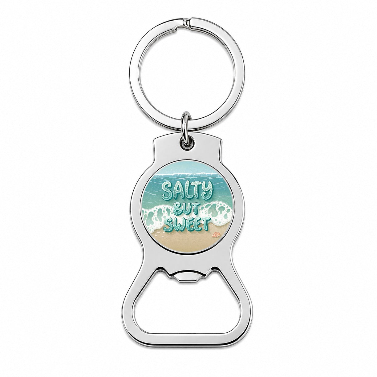 Salty But Sweet Sea Foam Ocean Beach Bottle Opener Keychain