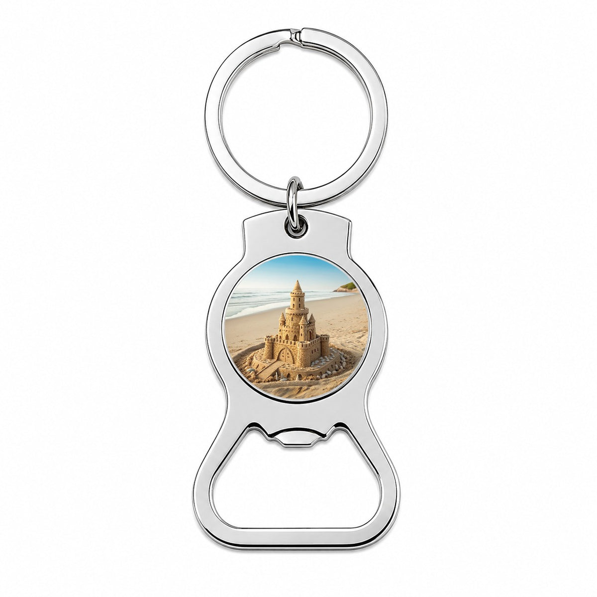 Sandcastle On Beach Cute Bottle Opener Keychain