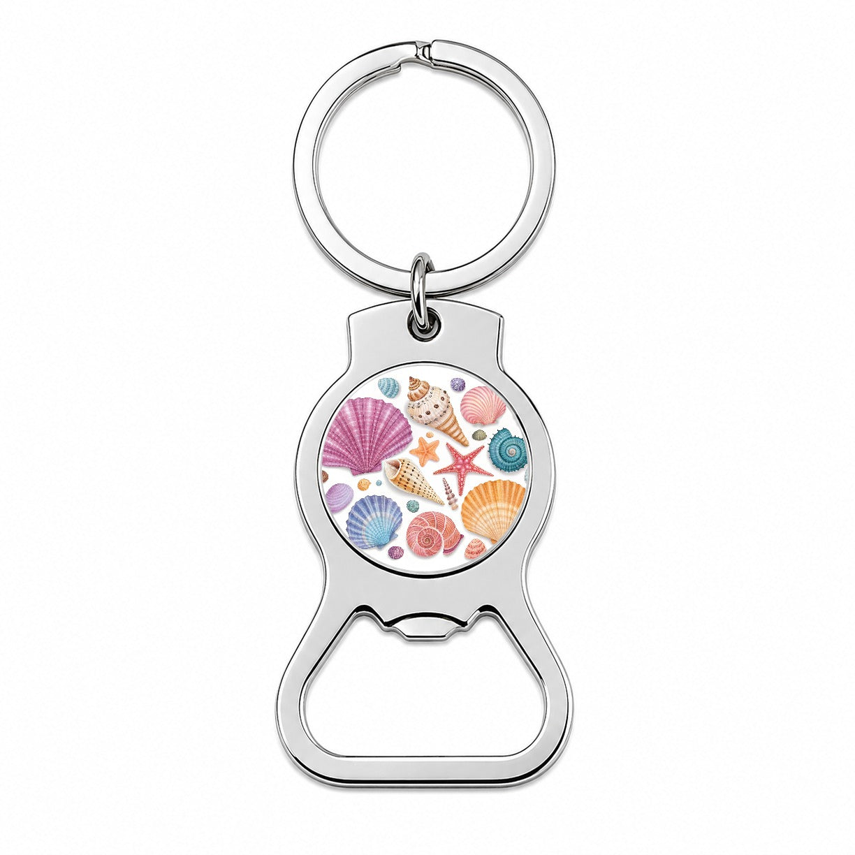 Seashell Collage Colorful Bottle Opener Keychain