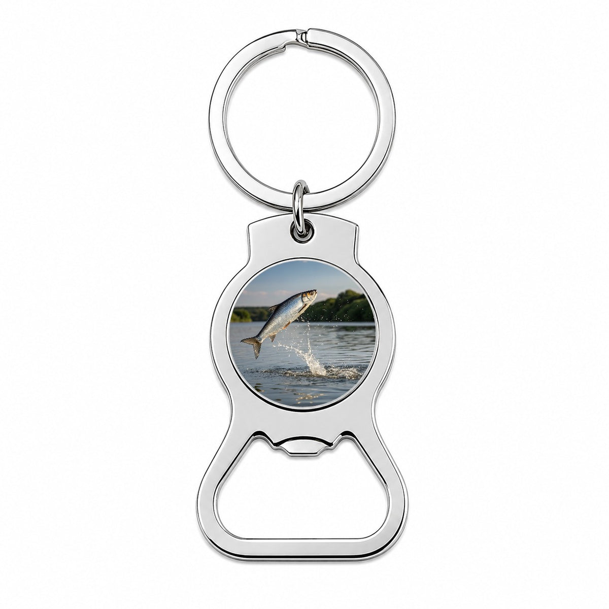 Shad Fish Jumping Fishing Bottle Opener Keychain