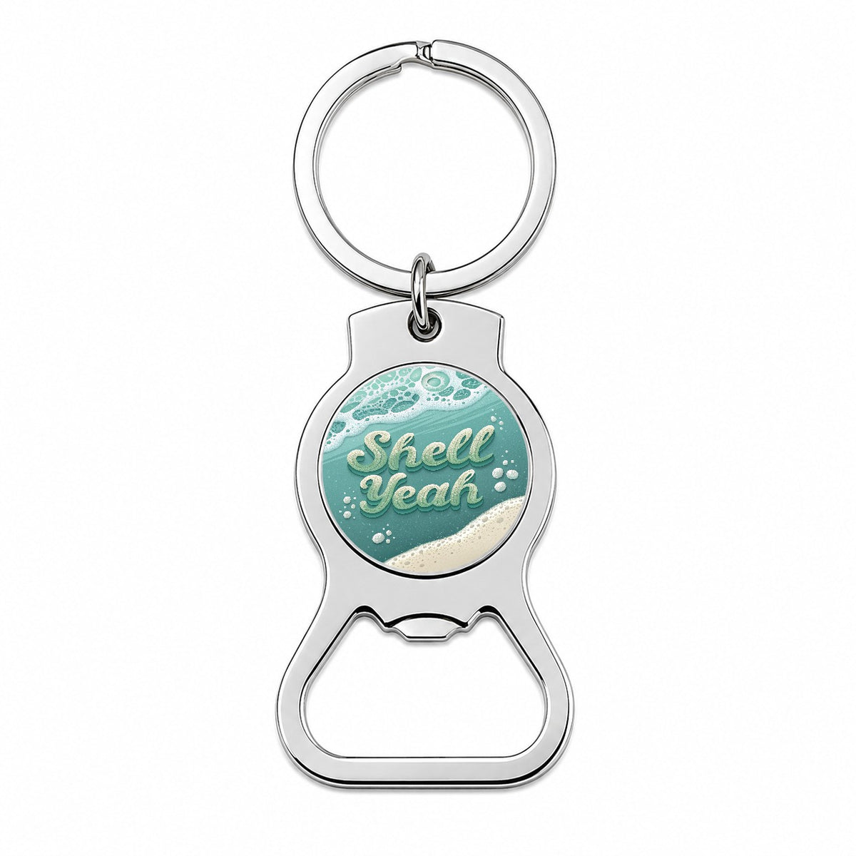 Shell Yeah Sea Foam Ocean Beach Funny Bottle Opener Keychain