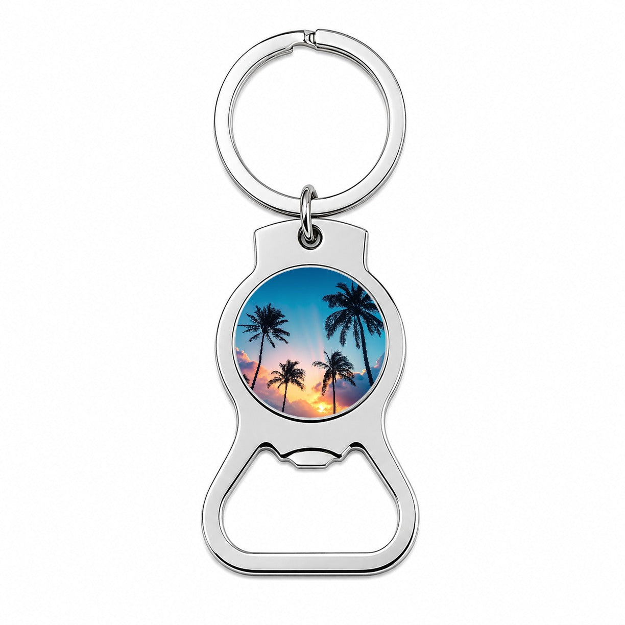 Silhouetted Palm Trees Beautiful Sky Bottle Opener Keychain