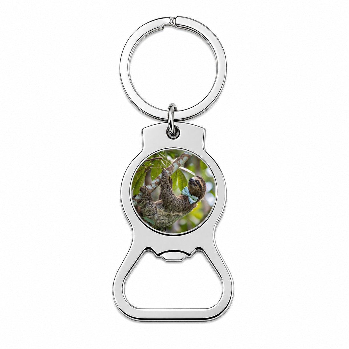 Sloth Wearing Bow Tie Funny Bottle Opener Keychain