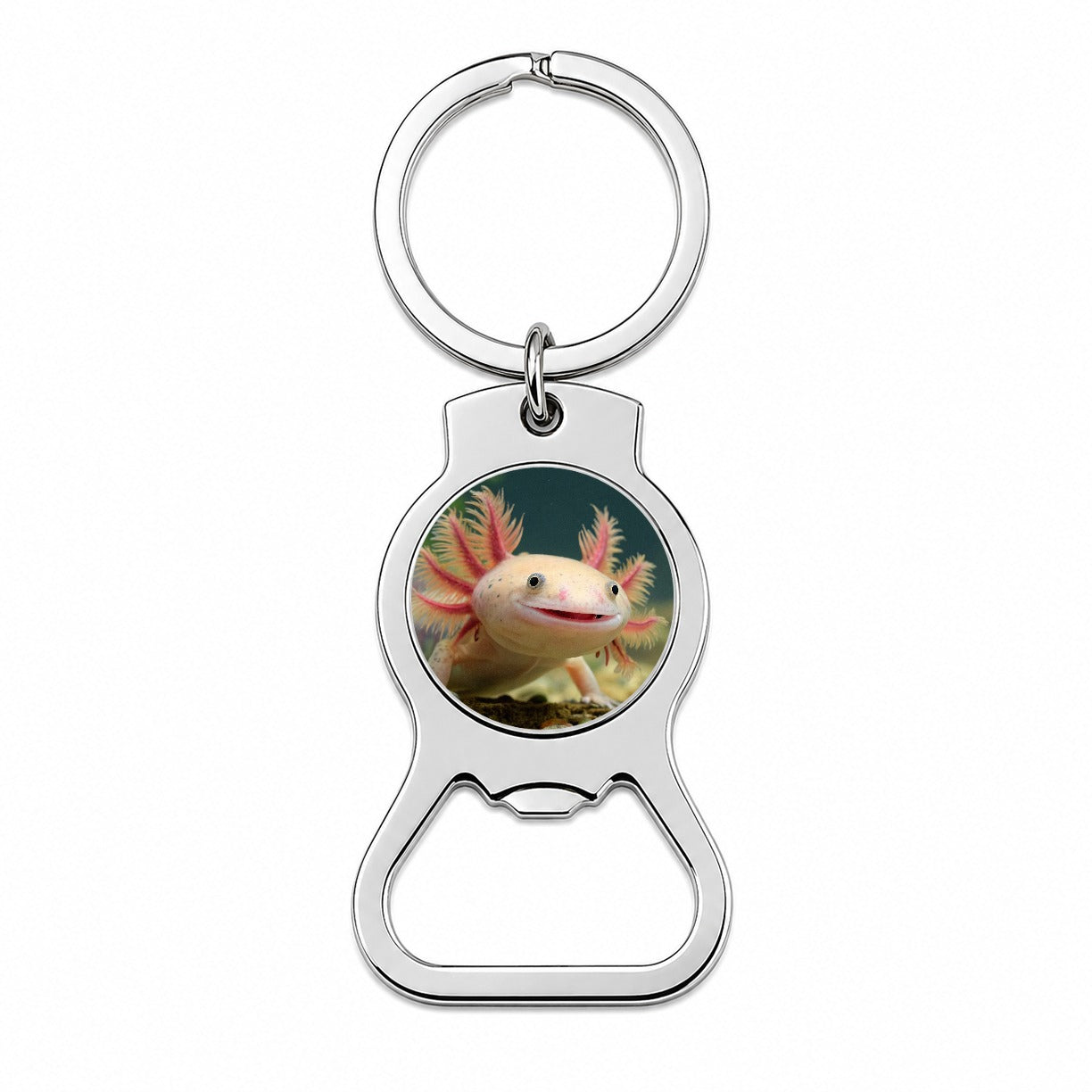 Smiling Axolotl Adorable Bottle Opener Keychain