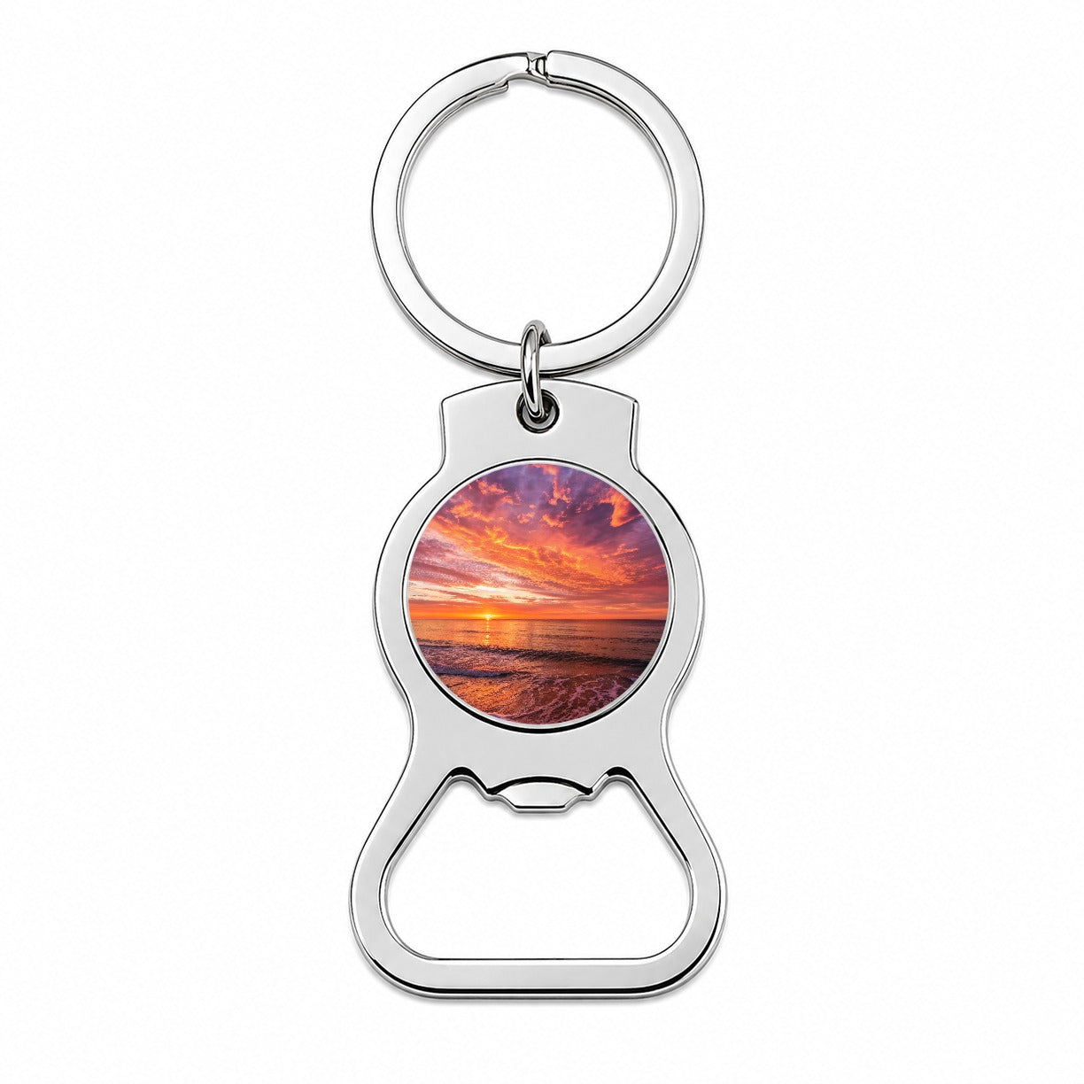 Sunrise Sunset Over The Ocean Bottle Opener Keychain