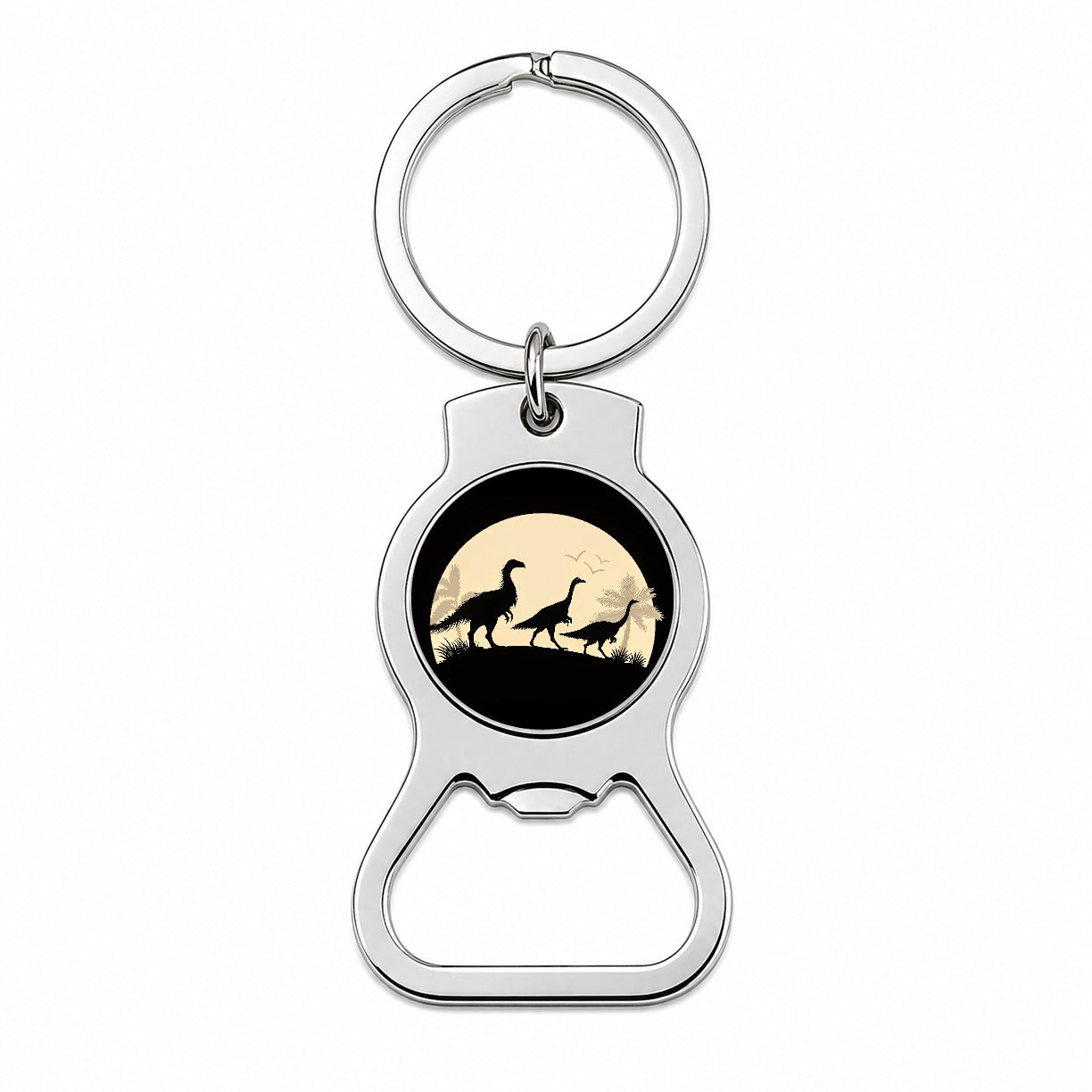 Therizinosaurus Silhouettes Dinosaurs Bottle Opener Keychain