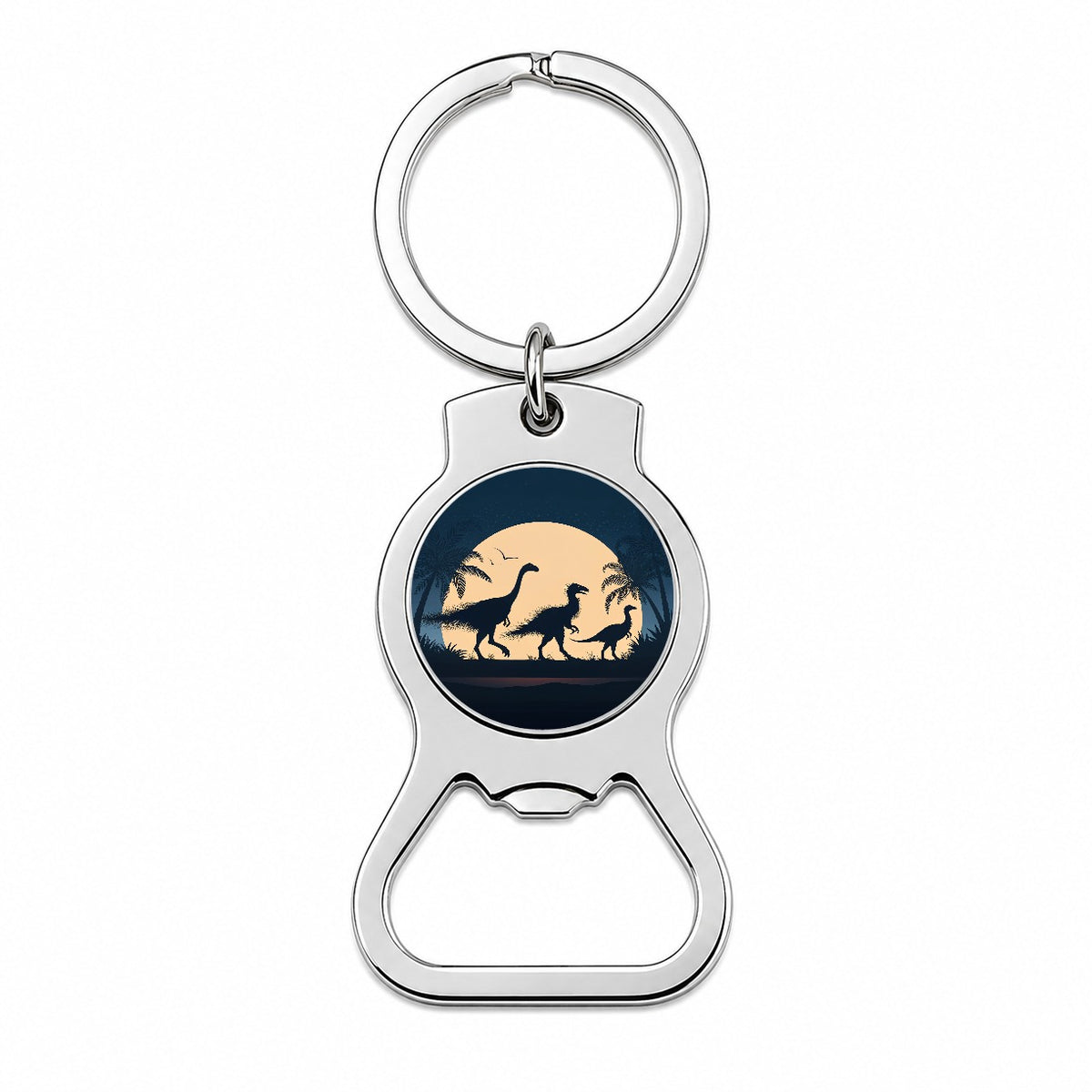 Therizinosaurus Silhouettes Night Dinosaurs Bottle Opener Keychain