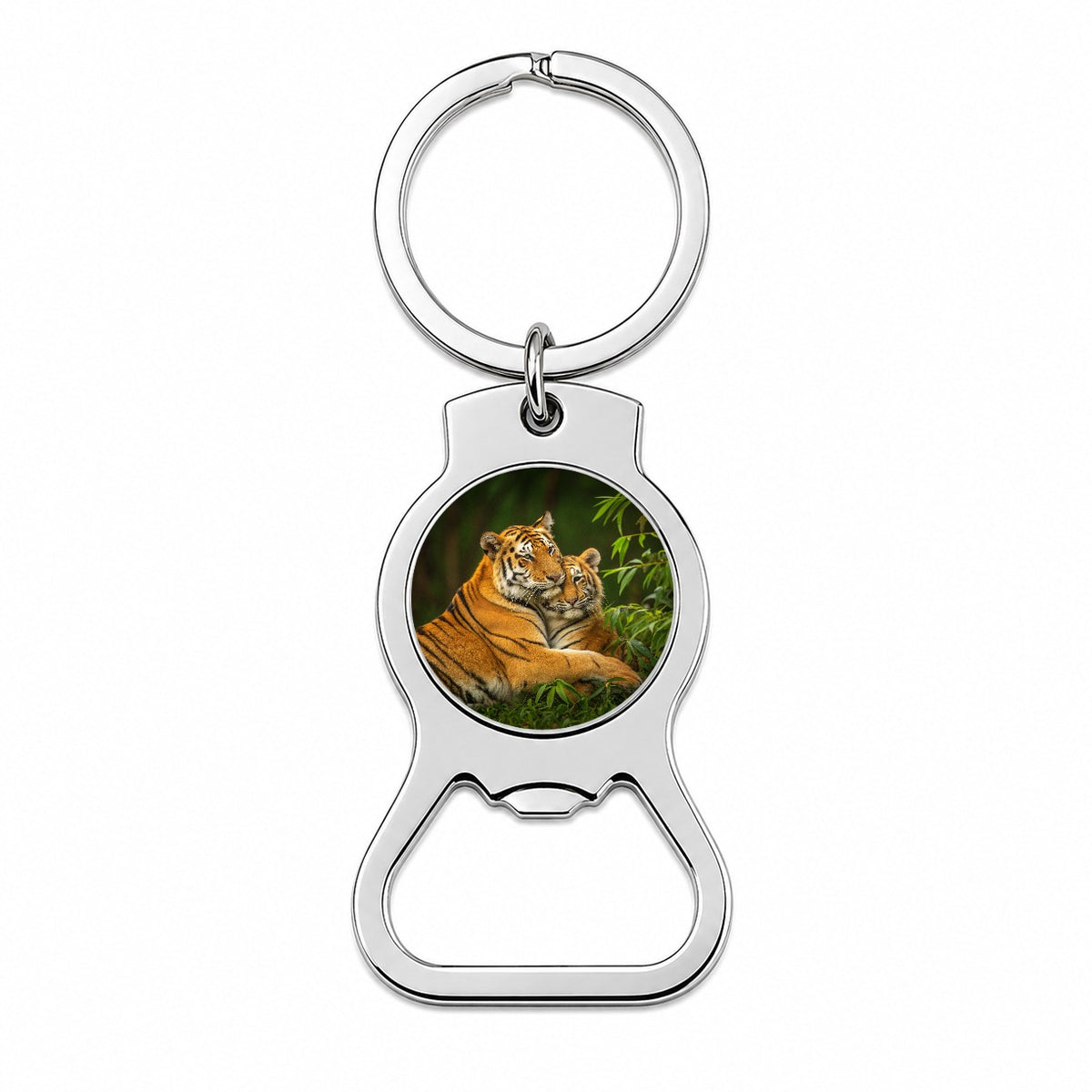 Tigers Hugging Love Bottle Opener Keychain
