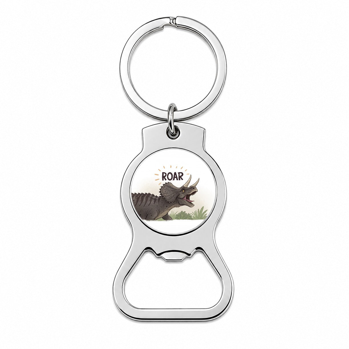 Triceratops Roar Dinosaur Bottle Opener Keychain