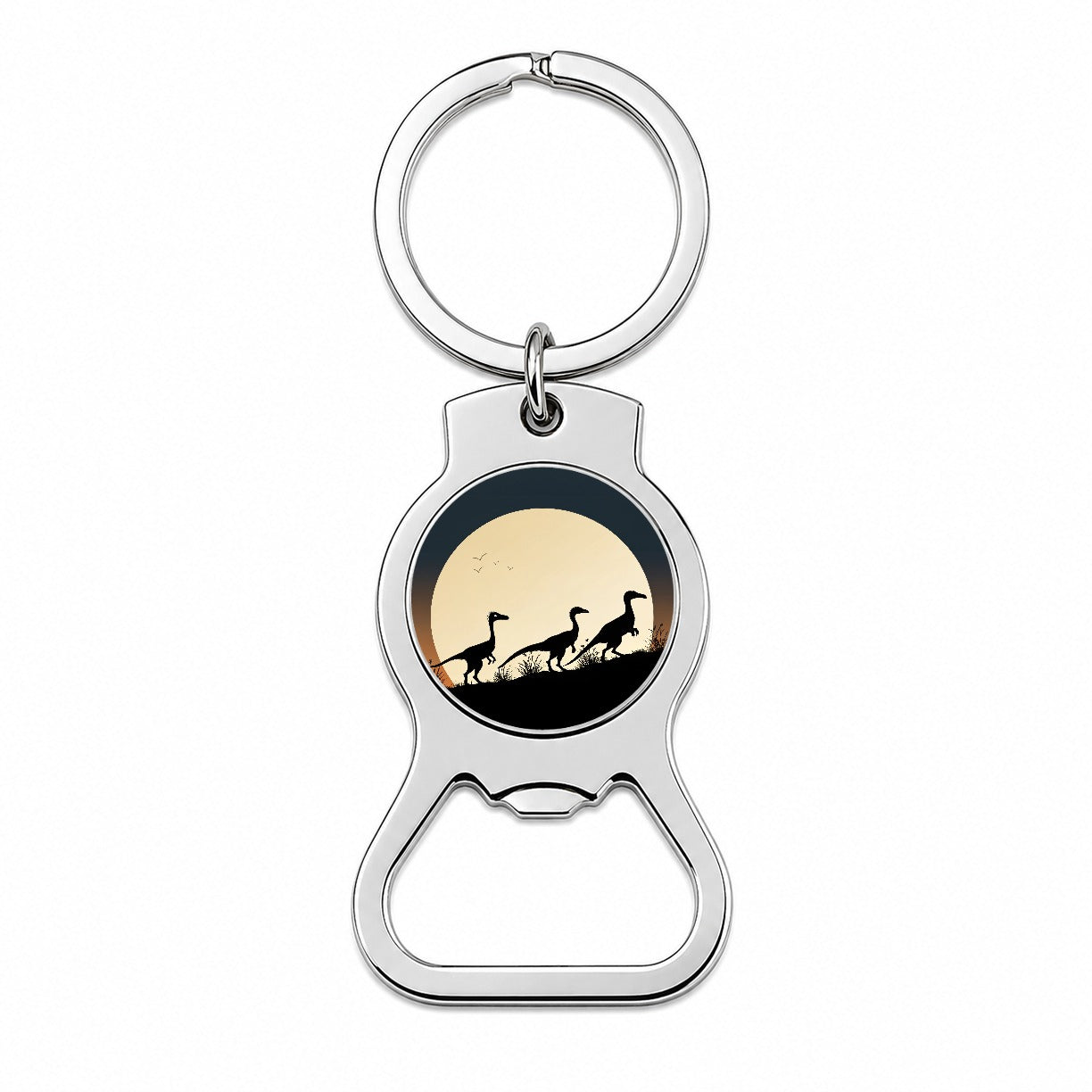 Troodon Silhouettes Dinosaurs Bottle Opener Keychain