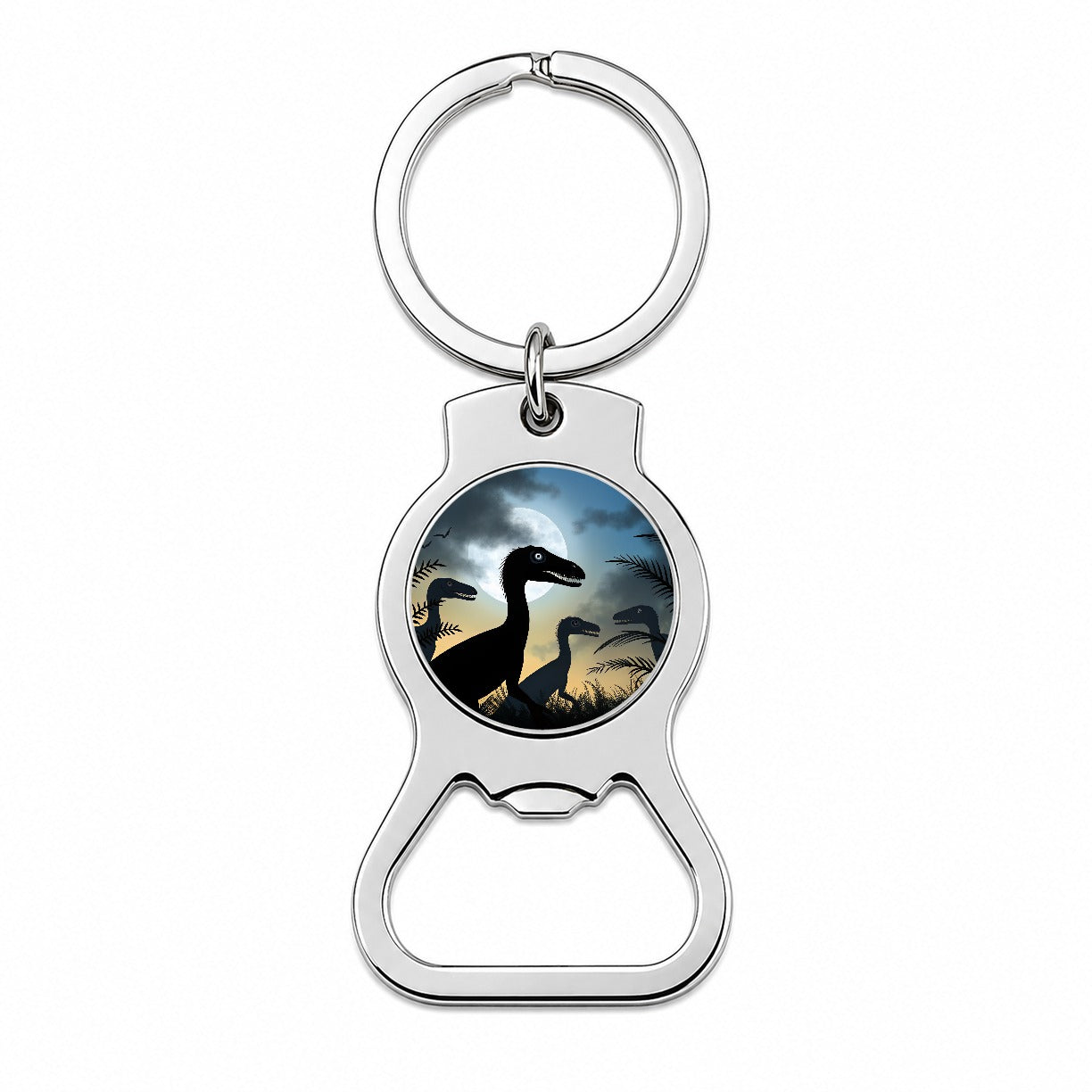 Troodon Silhouettes Night Dinosaurs Bottle Opener Keychain