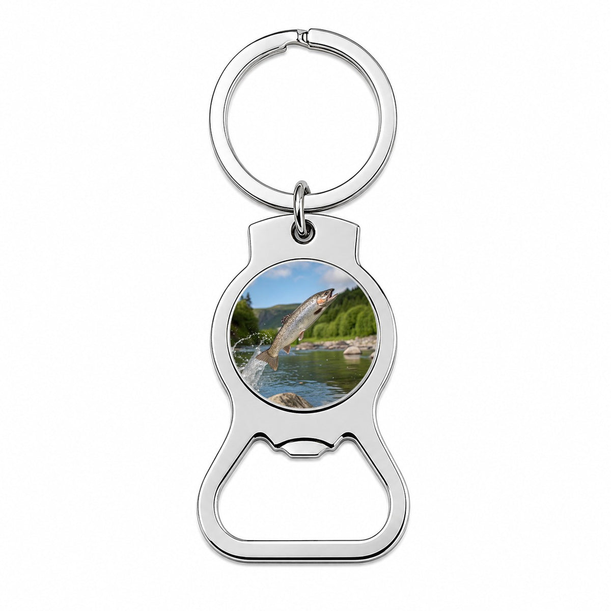Trout Fish Jumping Fishing River Bottle Opener Keychain